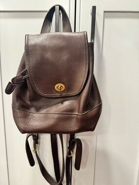 Vintage COACH 9950 Backpack Turnlock Leather Brown